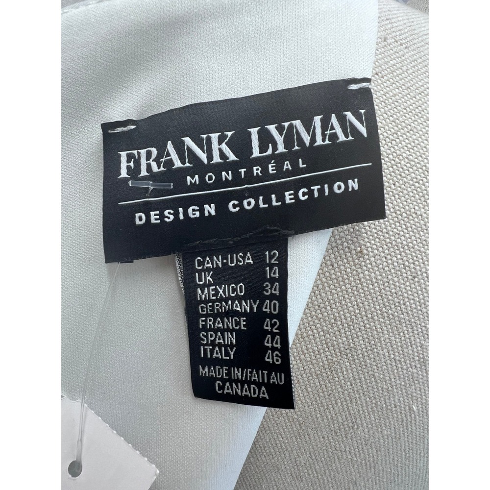 Frank Lyman Sheath Dress 12 Black White Excellent Metallic Colorblock Cocktail - Picture 8 of 10